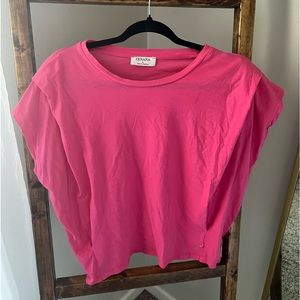 Hot Pink Pleated Short Sleeve Top - Zenana Large